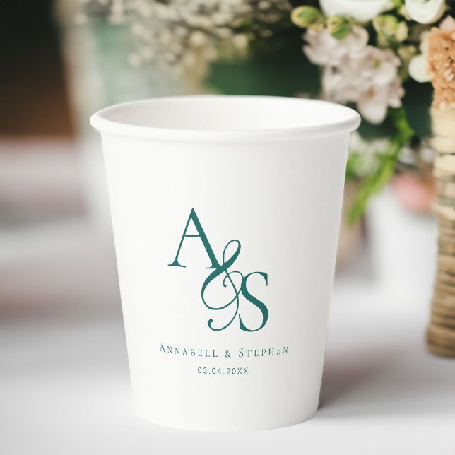Elegant, Classic, Monogram, Wedding Paper Cups (Elegant, Classic, Monogram, Wedding Paper Cups with your name and date. )