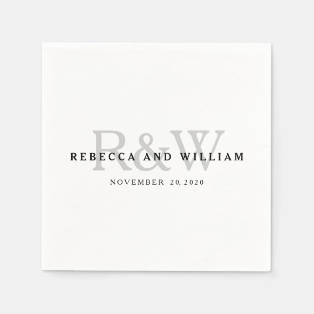 Elegant Classic Monogram Wedding Paper Napkins (Front)