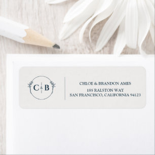 Elegant Classic Monogram Wedding Return Address 