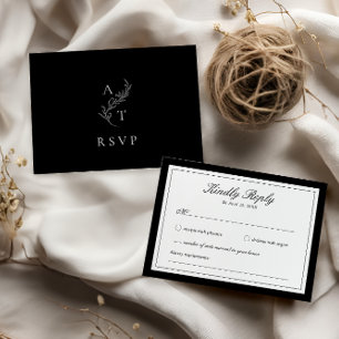 Elegant   Classic Monogram Wedding RSVP Card