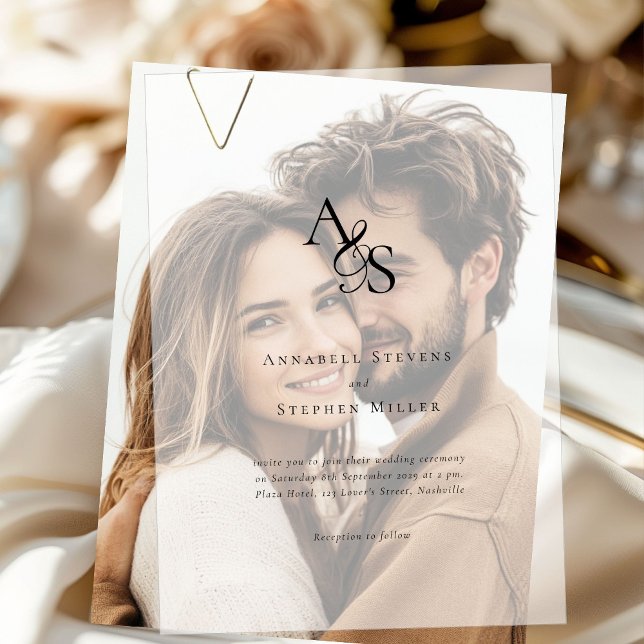 Elegant, Classic, Monogram, Wedding Vellum Invitations (Elegant, Classic, Monogram, Wedding Vellum Invitations)