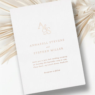 Elegant, Classic, Monogram, White, Foil, Wedding