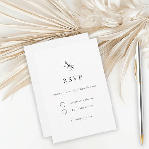 Elegant, Classic, Monogram, White, RSVP Card