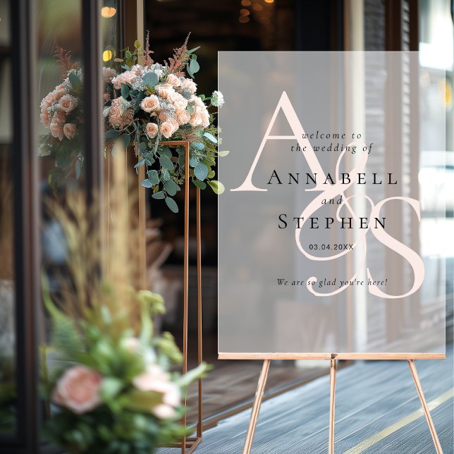 Elegant, Classic, Monogram, White, Wedding Acrylic Sign (Elegant, Classic, Monogram, White, Wedding Acrylic Sign)