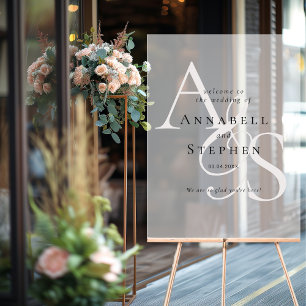 Elegant, Classic, Monogram, White, Wedding Acrylic Sign