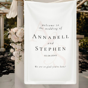 Elegant, Classic, Monogram, White Wedding Banner
