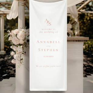 Elegant, Classic, Monogram, White, Wedding Banner