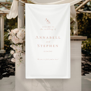 Elegant, Classic, Monogram, White, Wedding Banner
