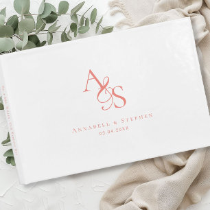 Elegant, Classic, Monogram, White, Wedding Guest Book
