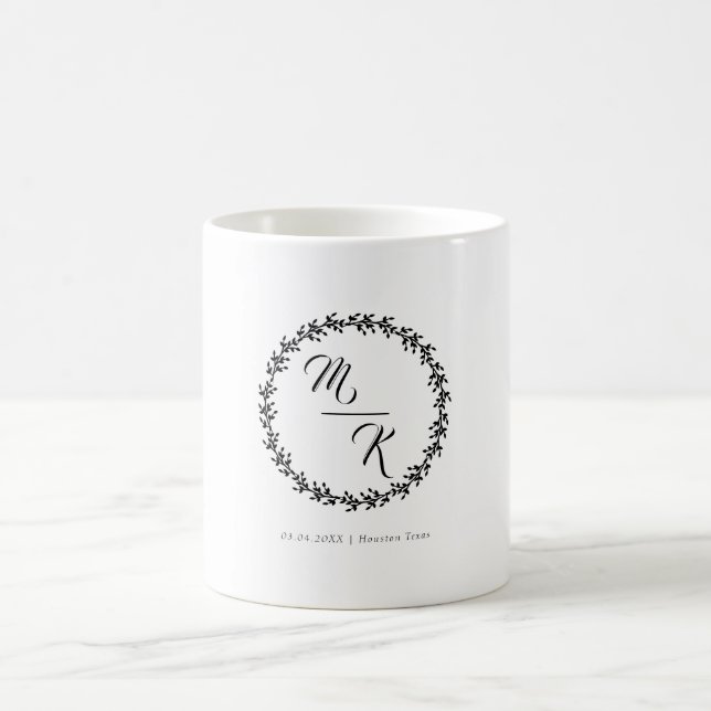 Elegant, classic monogram wreath coffee mug (Center)