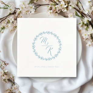 Elegant, classic monogram wreath napkin