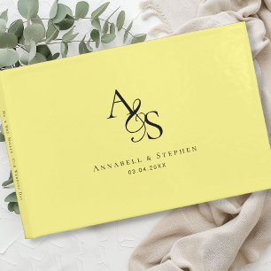 Elegant, Classic, Monogram, Yellow, Wedding Guest Book
