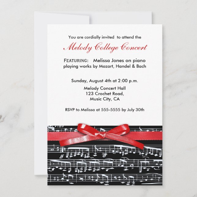 Elegant classic music concert recital invitation (Front)