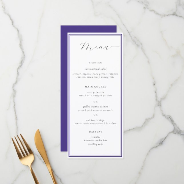 Elegant Classic Nautical Frame Simple Chic Wedding Menu (Front/Back In Situ)