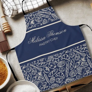 Elegant Classic Navy Blue Cake Bakery Chef Apron