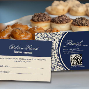 Elegant Classic Navy Blue Cake Bakery Referral Card