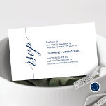 Elegant Classic, Navy Blue Script, Party RSVP Enclosure Card<br><div class="desc">This is the Modern Beautiful elegant classic RSVP card,  in Navy Blue calligraphy Script,  for your wedding Invitation respond reminder,  or party celebration Enclosure Card. You can change the font colours,  and add your wedding details in the matching font / lettering. #TeeshaDerrick</div>