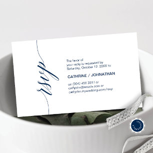 Elegant Classic, Navy Blue Script, Party RSVP Enclosure Card