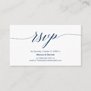 Elegant Classic, Navy Blue Script, RSVP respond Enclosure Card