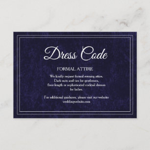 Elegant Classic Navy Blue Wedding Dress Code Enclosure Card