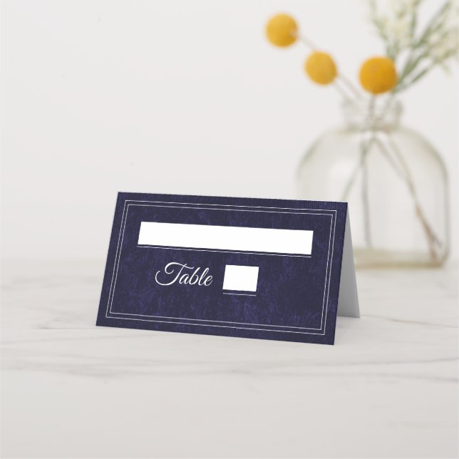Elegant Classic Navy Blue Wedding Place Card (Front)
