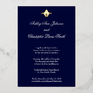 Elegant Classic Navy Gold Foil Wedding Invitation