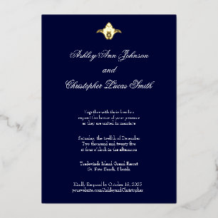 Elegant Classic Navy Gold Foil Wedding Invitation