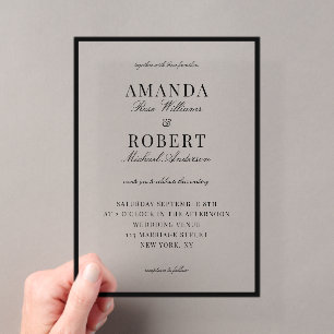 Elegant Classic Old Money Wedding Acrylic Invitations