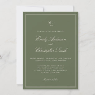 Elegant Classic Olive Green Wedding Invitation