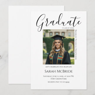 Elegant Classic One Photo Graduation Invitation