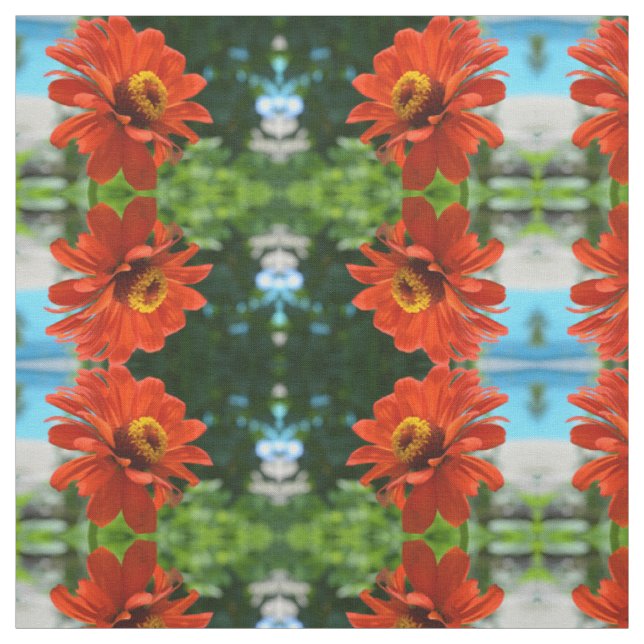 Elegant classic orange floral flower fabric (Swatch)