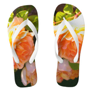 Elegant classic orange peach roses floral jandals