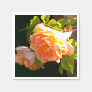 Elegant classic orange peach roses floral napkin