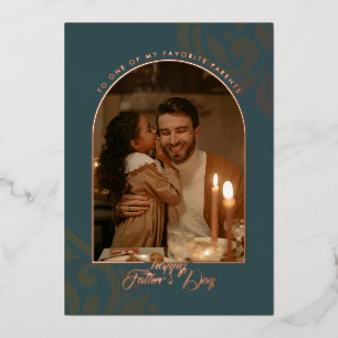 Elegant Classic Ornate Damask Teal Father's Day