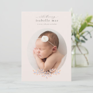 Elegant Classic Oval Photo Birth Announcement