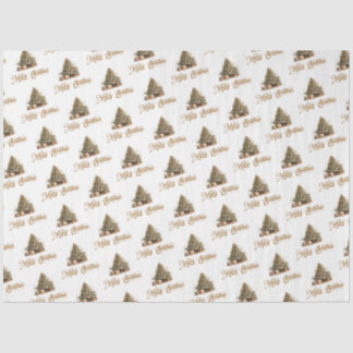 Elegant classic pastel green gold Christmas tree Tissue Paper