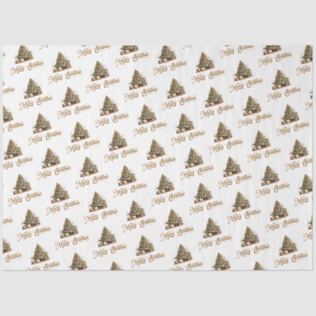 Elegant classic pastel green gold Christmas tree Tissue Paper (Front)