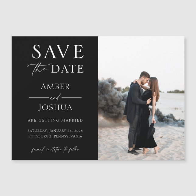 Elegant Classic Photo Wedding Save the Date Magnet (Front)