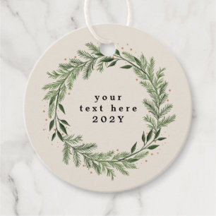 Elegant Classic Pine Wreath Christmas Holiday gift Favour Tags