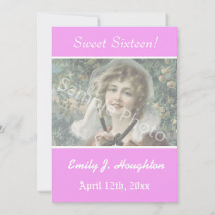 Elegant, classic pink sweet 16 party photo invitation