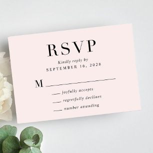 Elegant Classic Pink Wedding RSVP Card