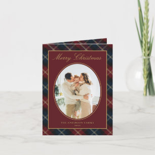 Elegant Classic Plaid Family Photo Christmas Holiday Card