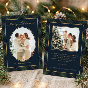 Elegant Classic Plaid Family Photo Christmas Holiday Card