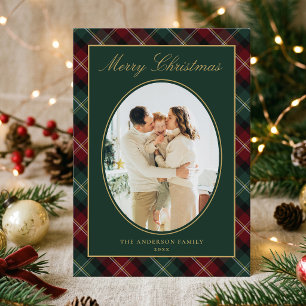 Elegant Classic Plaid Family Photo Christmas Holiday Card
