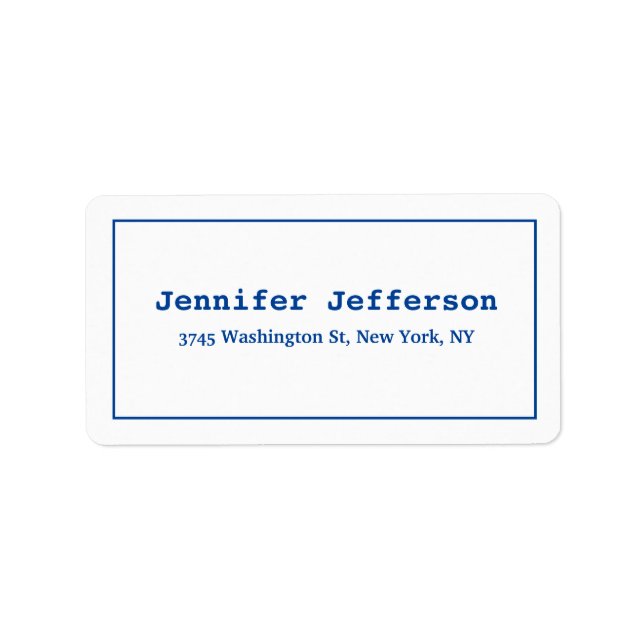 Elegant Classic Plain Professional Deep Blue White Label (Front)