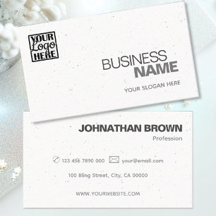 Elegant Classic Plain White Grey Sprinkle add Logo Business Card