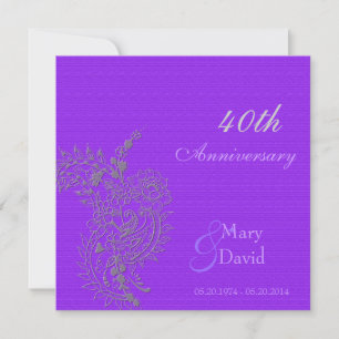 Elegant, classic purple floral wedding anniversary invitation
