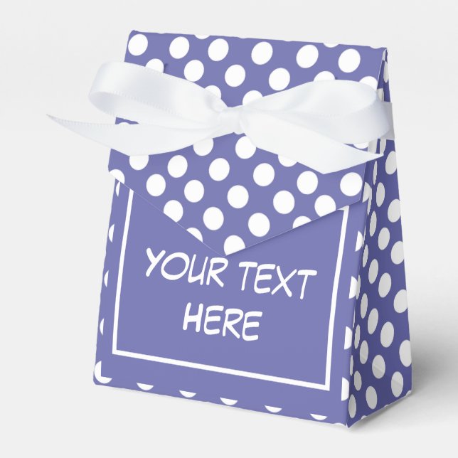 Elegant classic purple white polka dots periwinkle favour box (Front Side)