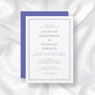 Elegant Classic Purple & White Virtual Wedding Inv Invitation