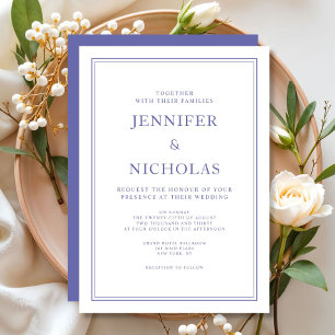 Elegant Classic Purple White Wedding  Invitation
